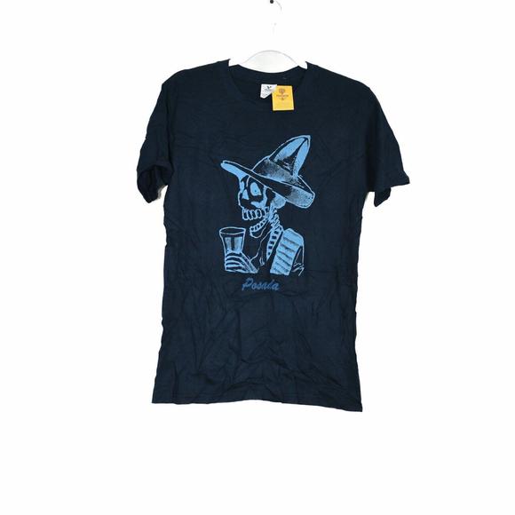 Yazbek Men Black Graphic T Shirt Posada Pullover Crewneck Short Sleeve Small NWT - Picture 2 of 6